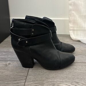 Rag & Bone Black Harrow Leather Ankle Booties